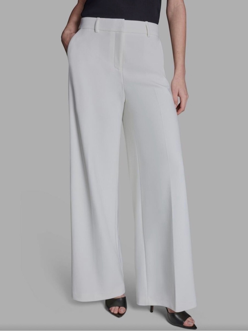 BCBG Ivory High Waist Wide Leg Pants NWT Size 8